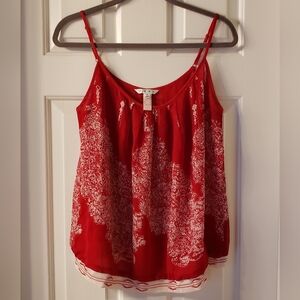 CAbi Red and White Camisole Top